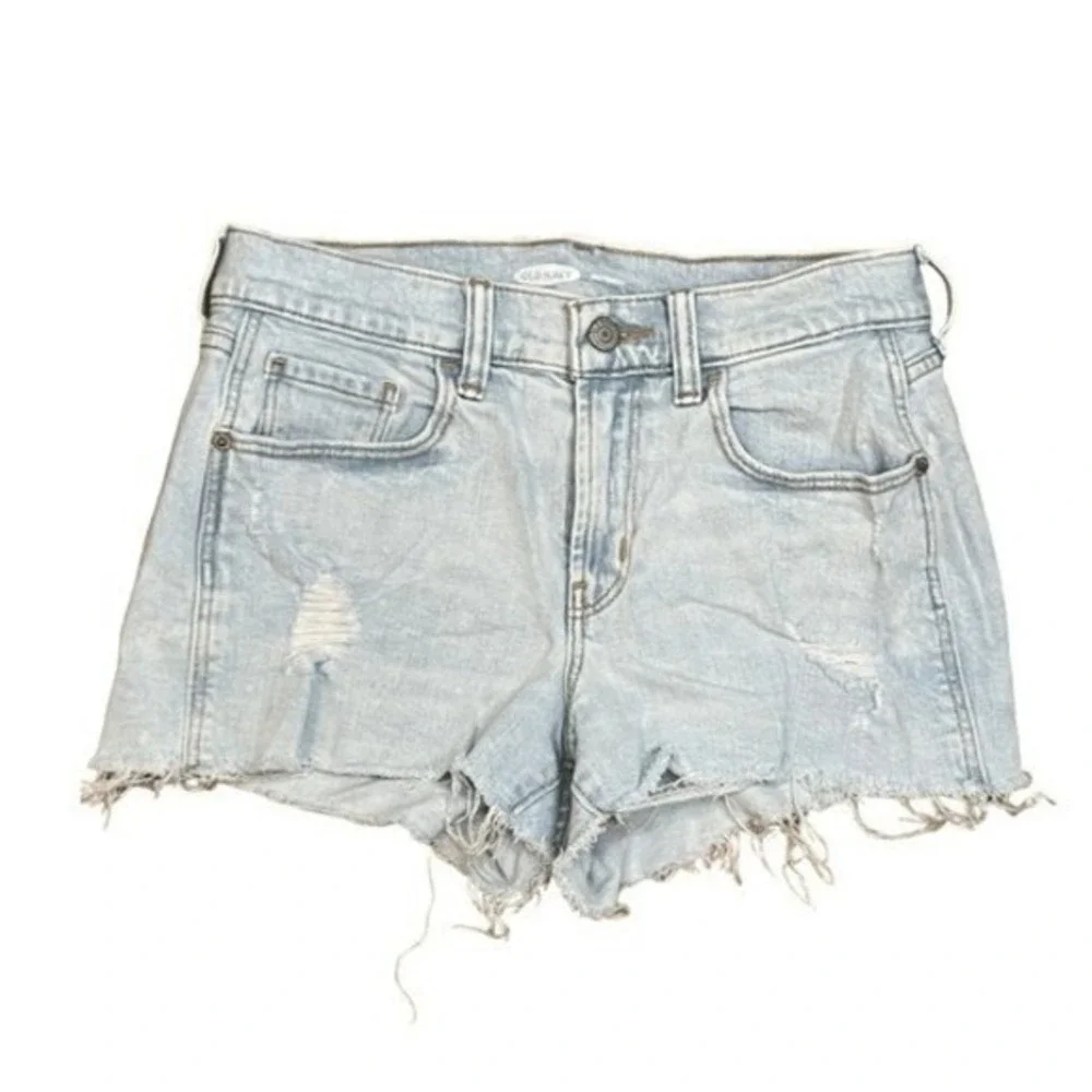 Old Navy Boyfriend Jean Shorts Blue Light‎ Wash Denim Mid-Rise Cut-Off 0